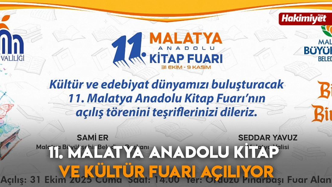 11. Malatya Anadolu Kitap ve Kültür Fuarı açılıyor