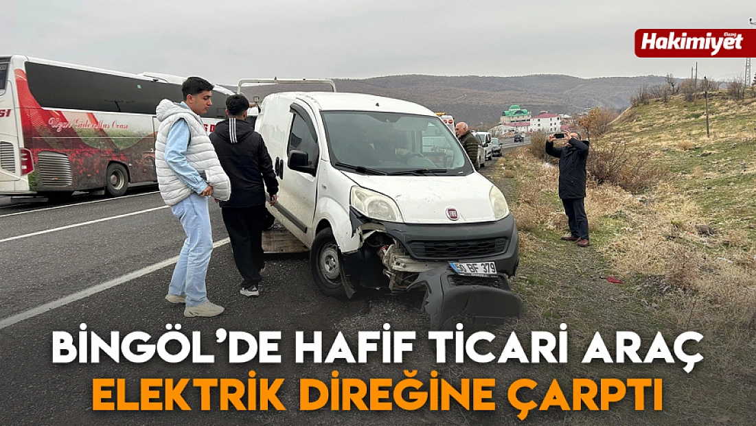 Bingöl’de hafif ticari araç elektrik direğine çarptı
