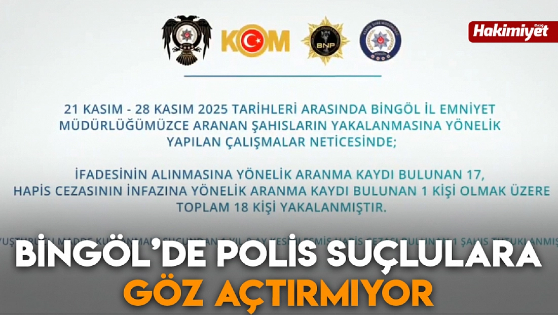 Bingöl’de polis suçlulara göz açtırmıyor