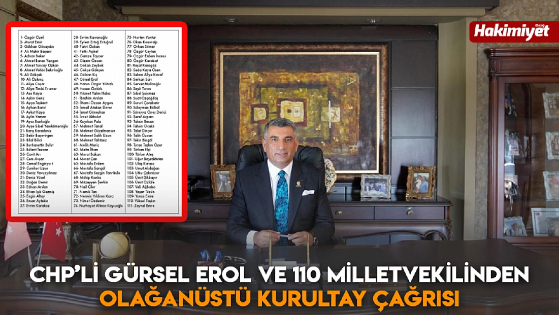 CHP’li Gürsel Erol ve 110 milletvekilinden olağanüstü kurultay çağrısı