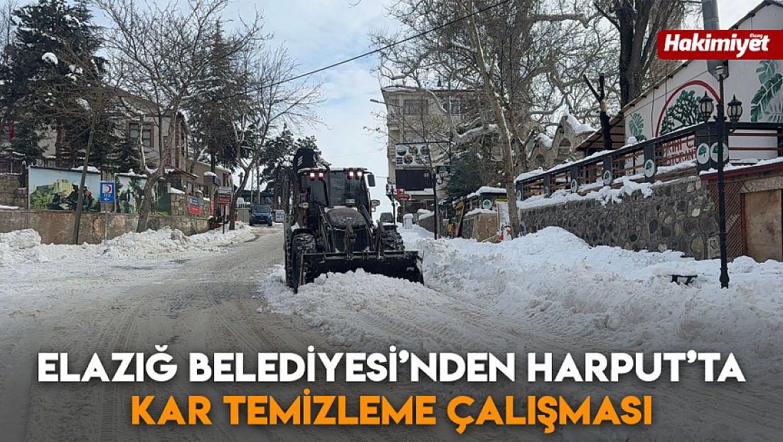 Elazığ Belediyesi’nden Harput’ta kar temizleme çalışması