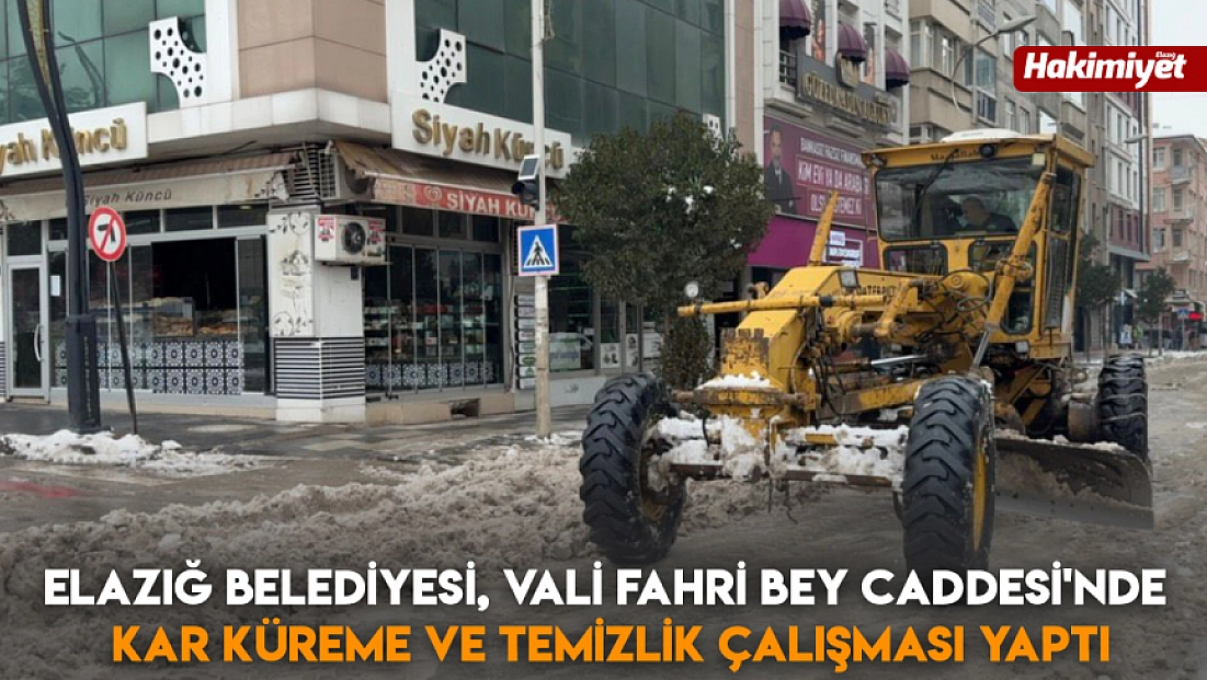 Elazığ Belediyesi, Vali Fahri Bey Caddesi'nde Kar Küreme Ve Temizlik Çalışması Yaptı