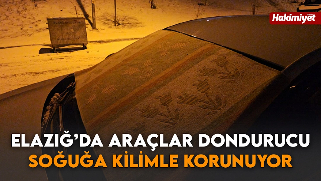 Elazığ’da araçlar dondurucu soğuğa kilimle korunuyor