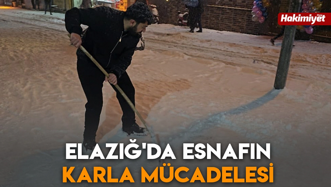 Elazığ'da esnafın karla mücadelesi