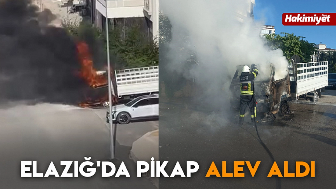 Elazığ'da pikap alev aldı
