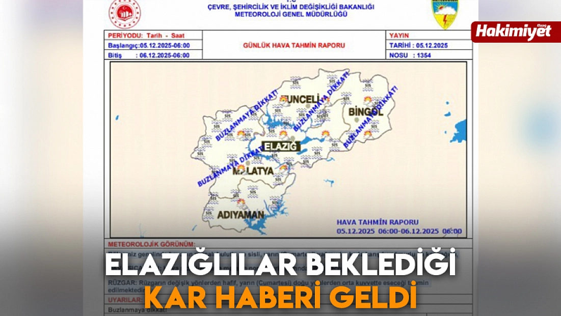 Elazığlılar beklediği kar haberi geldi