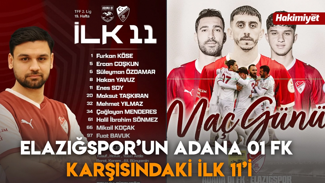 Elazığspor’un Adana 01 FK Karşısındaki İlk 11’i