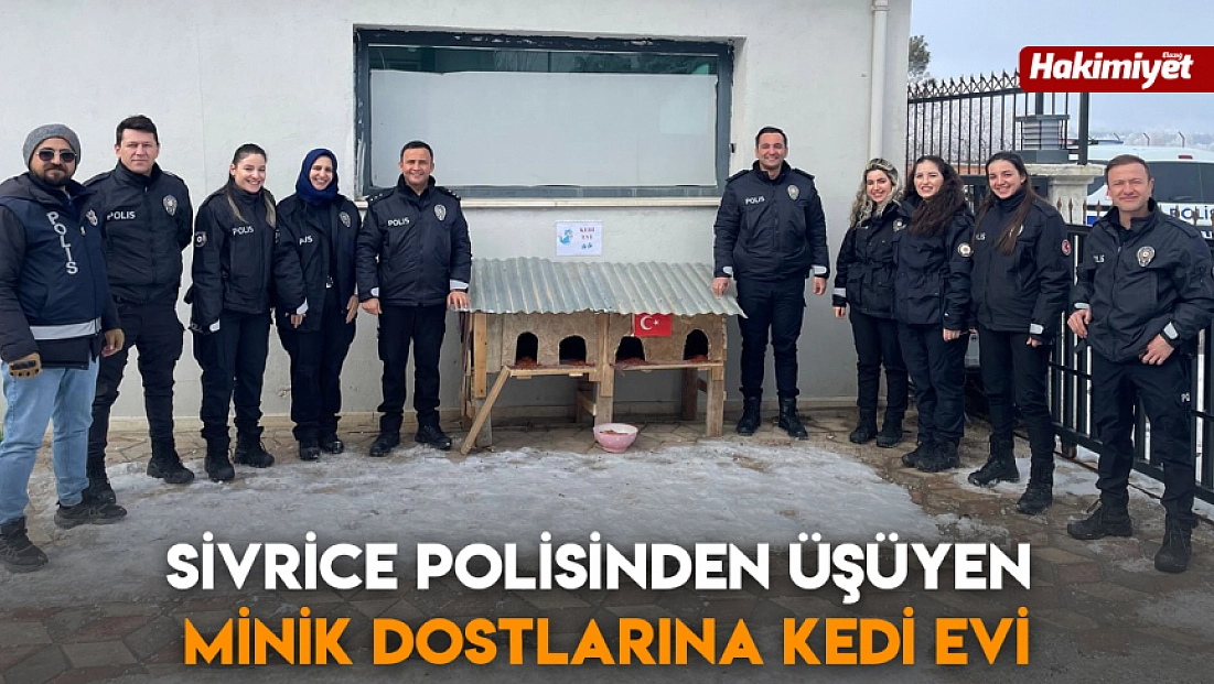 Sivrice polisinden üşüyen minik dostlarına kedi evi