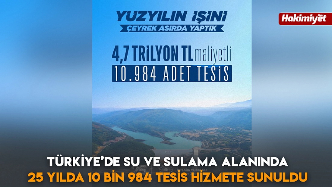 Türkiye’de su ve sulama alanında 25 yılda 10 bin 984 tesis hizmete sunuldu