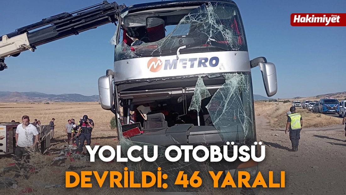 Yolcu otobüsü devrildi: 46 yaralı