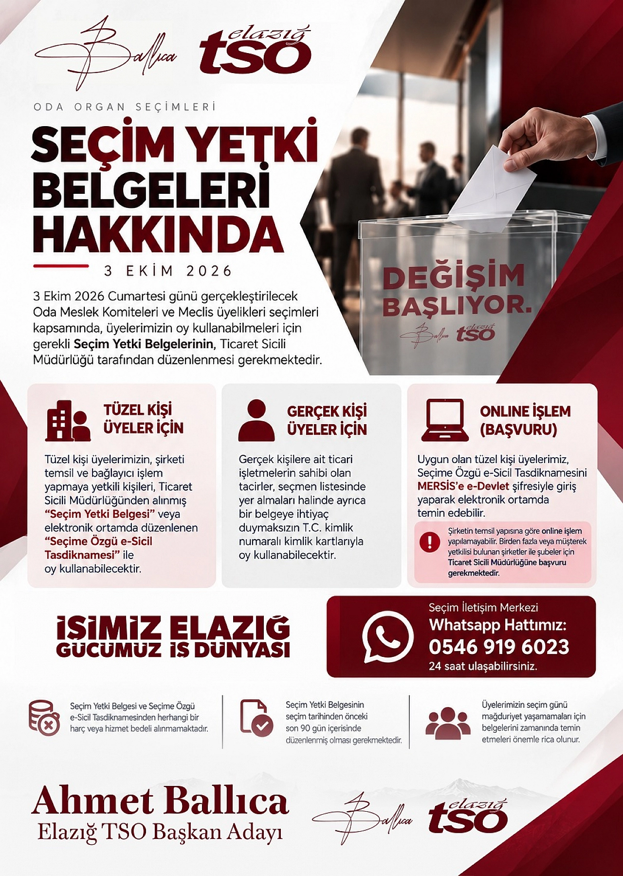 Ahmet Ballıca'dan Elazığ TSO seçimleri öncesi kritik uyarı: 'yetki belgelerinizi son güne bırakmayın'