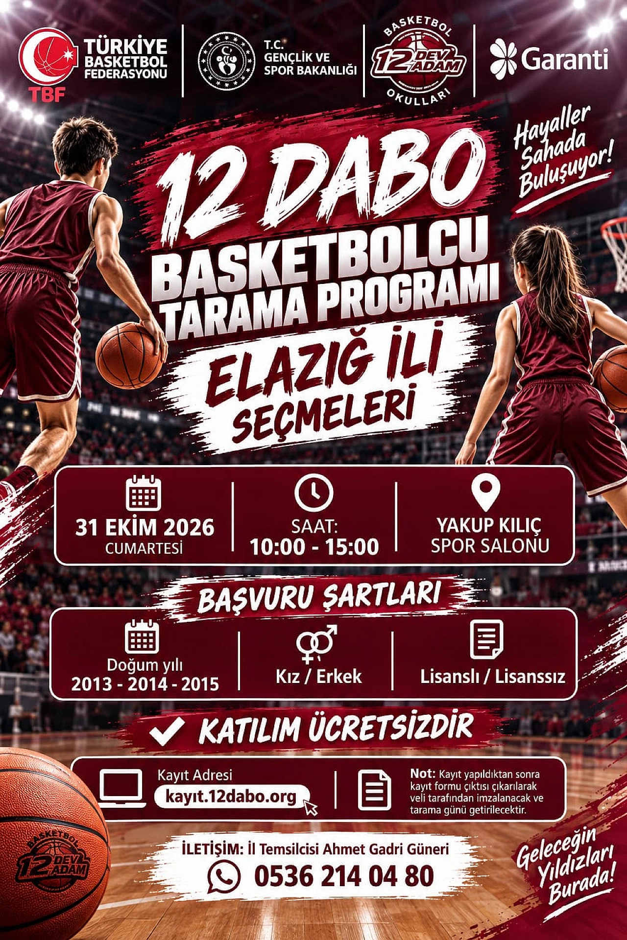 12 Dabo basketbolcu tarama programı Elazığ il seçmeleri 31 Ekim'de yapılacak