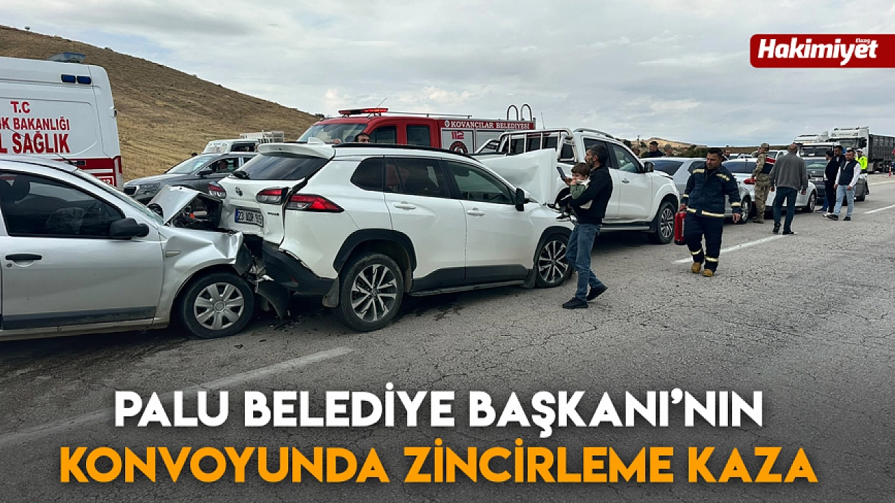 Palu Belediye Başkanı’nın konvoyunda zincirleme kaza