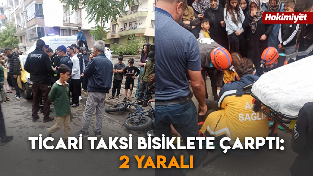 Ticari taksi bisiklete çarptı: 2 Yaralı