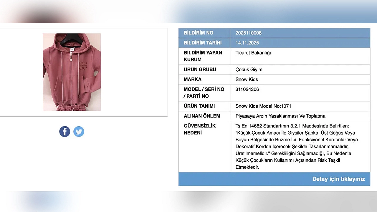 Bakanlık, güvensiz çocuk ürünleri için toplatma kararı verdi