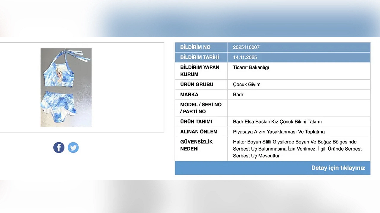 Bakanlık, güvensiz çocuk ürünleri için toplatma kararı verdi