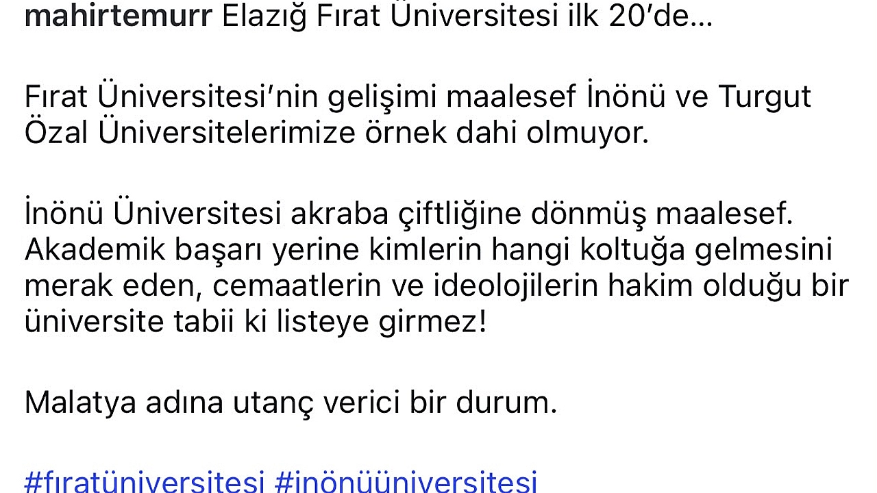 Fırat Üniversitesi'nin başarısı Malatya'da da gündem oldu
