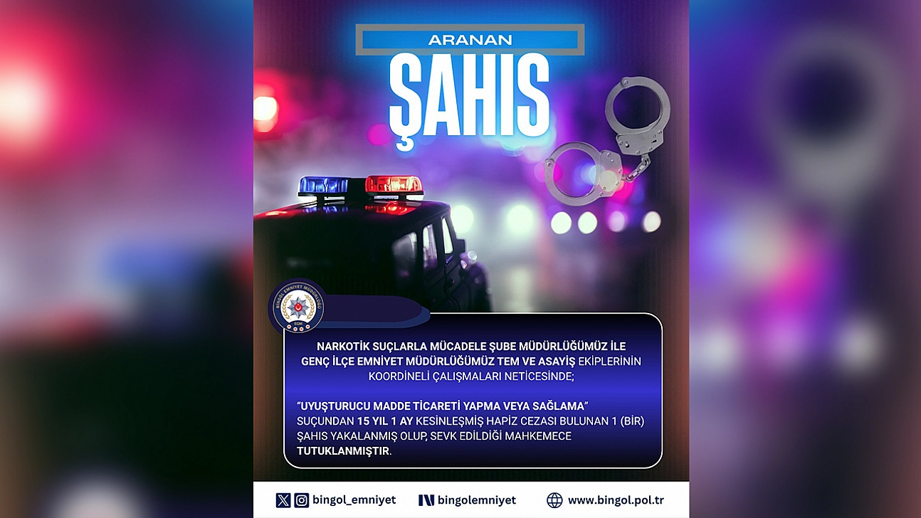 Bingöl'de kesinleşmiş hapis cezası olan zanlı tutuklandı