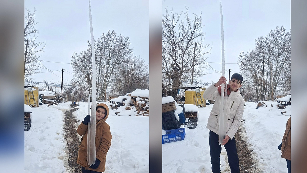 Palu'da buz sarkıtları dikkat çekti