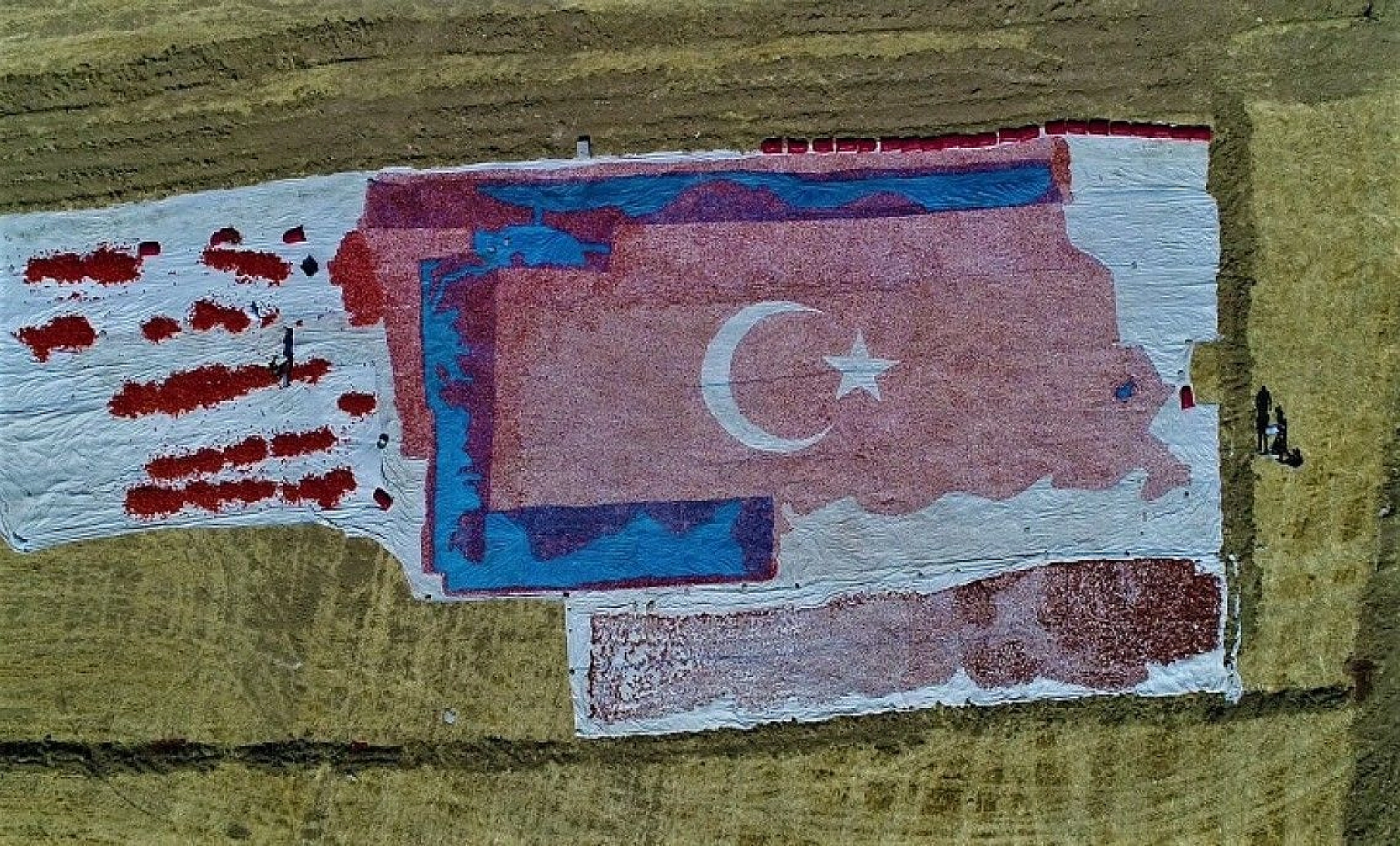 Kurutmalık domateslerle ay yıldızlı Türkiye haritası oluşturuldu