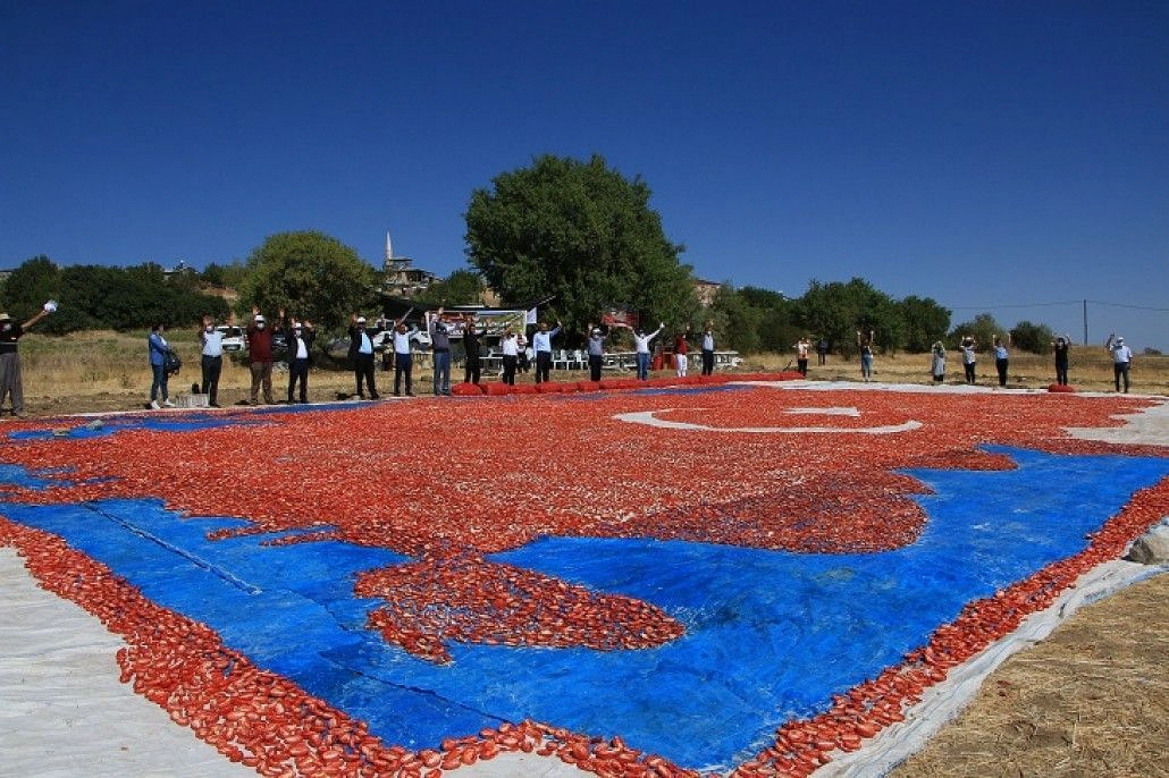 Kurutmalık domateslerle ay yıldızlı Türkiye haritası oluşturuldu