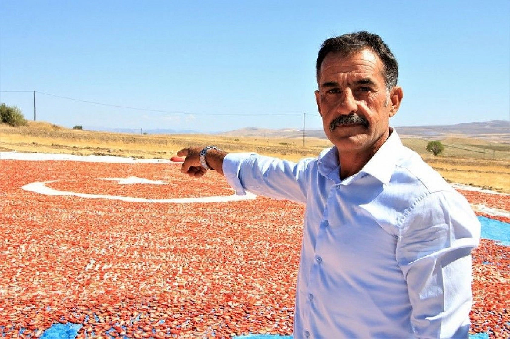 Kurutmalık domateslerle ay yıldızlı Türkiye haritası oluşturuldu