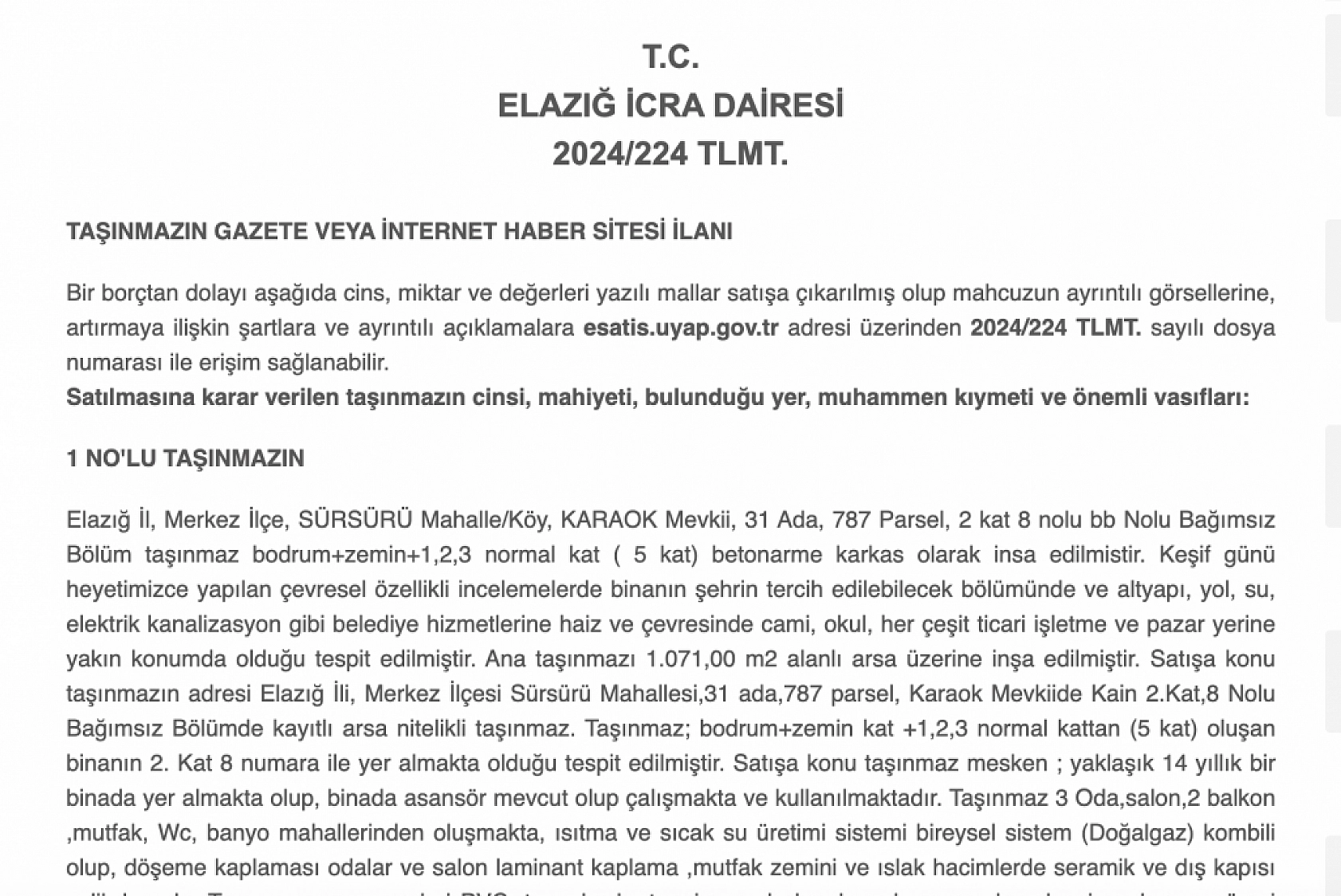Elazığ'da ev almak isteyenler dikkat: Merkez'de 3+1 daire ihaleye çıkıyor