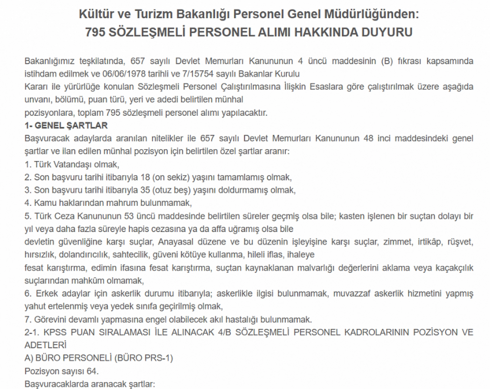 Kültür ve Turizm Bakanlığı Elazığ'da personel alımı yapacak! İşte şartlar ve detaylar…