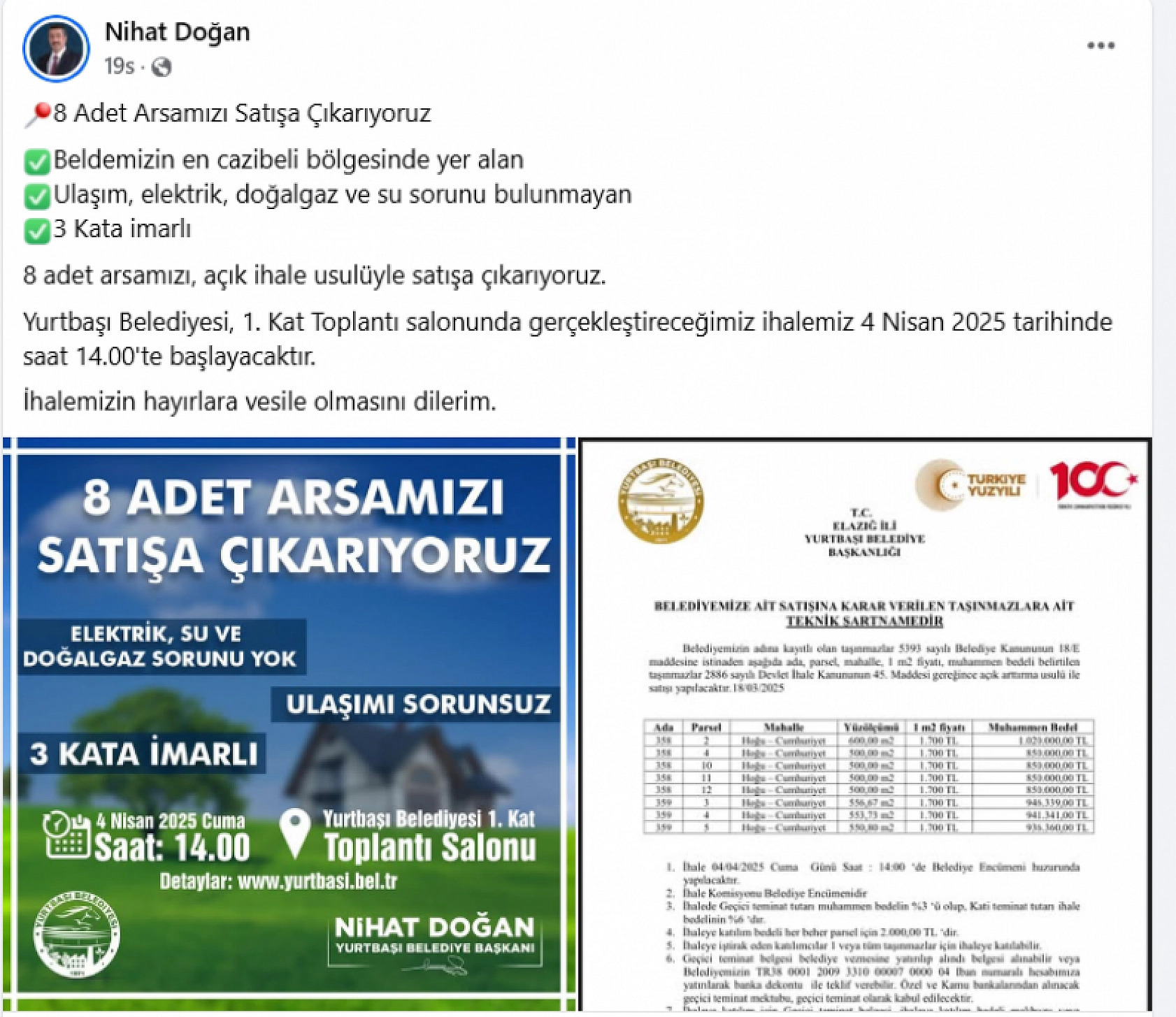 Elazığ'da belediye 8 arsasını ihaleyle satacak! 900 bin liraya arsa satışı yapılacak