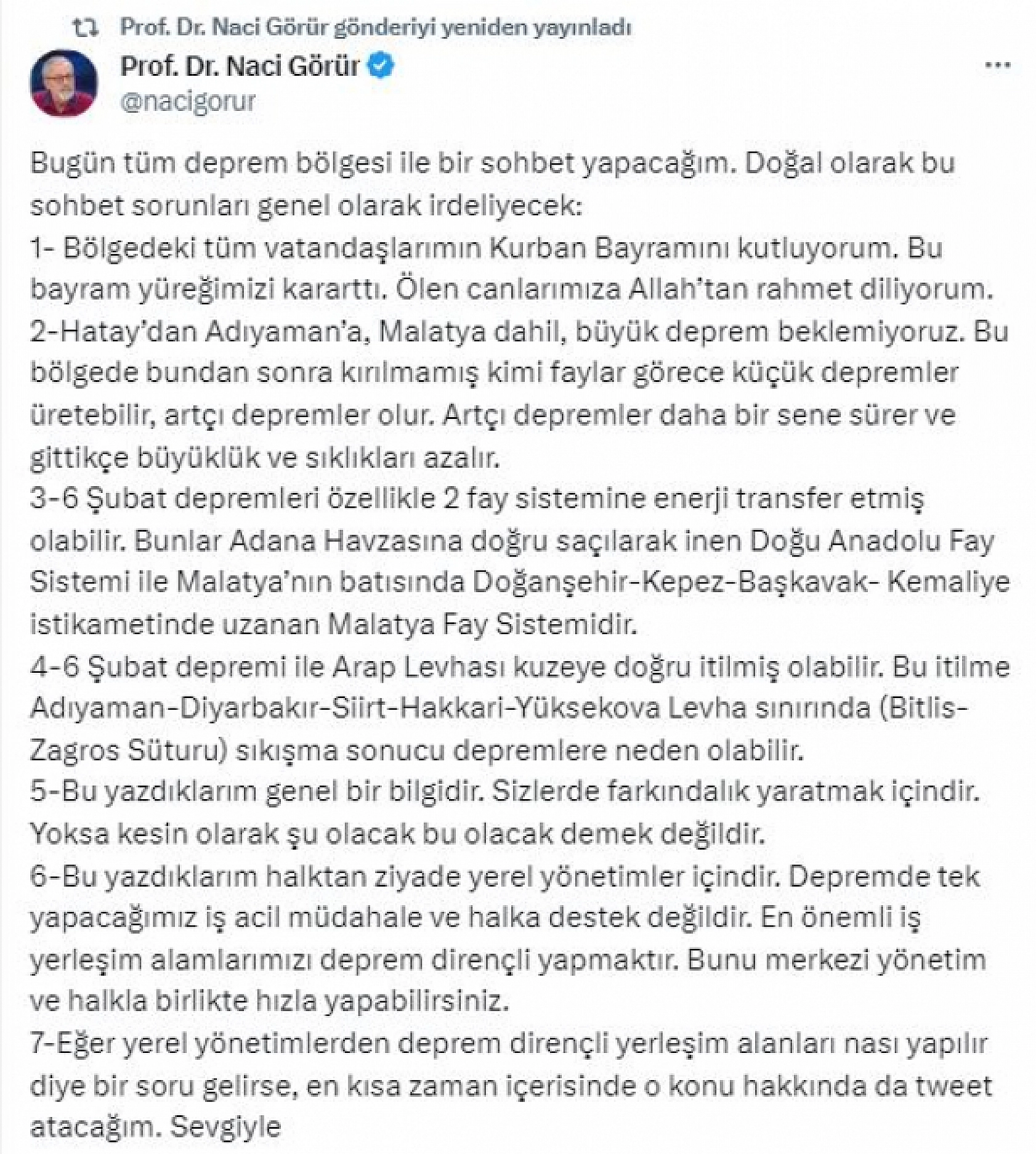 Prof. Dr. Naci Görür'den Flaş Bir Uyarı Geldi... Elazığ, Tunceli, Bingöl, Adıyaman Hakkari Diken Üstünde!