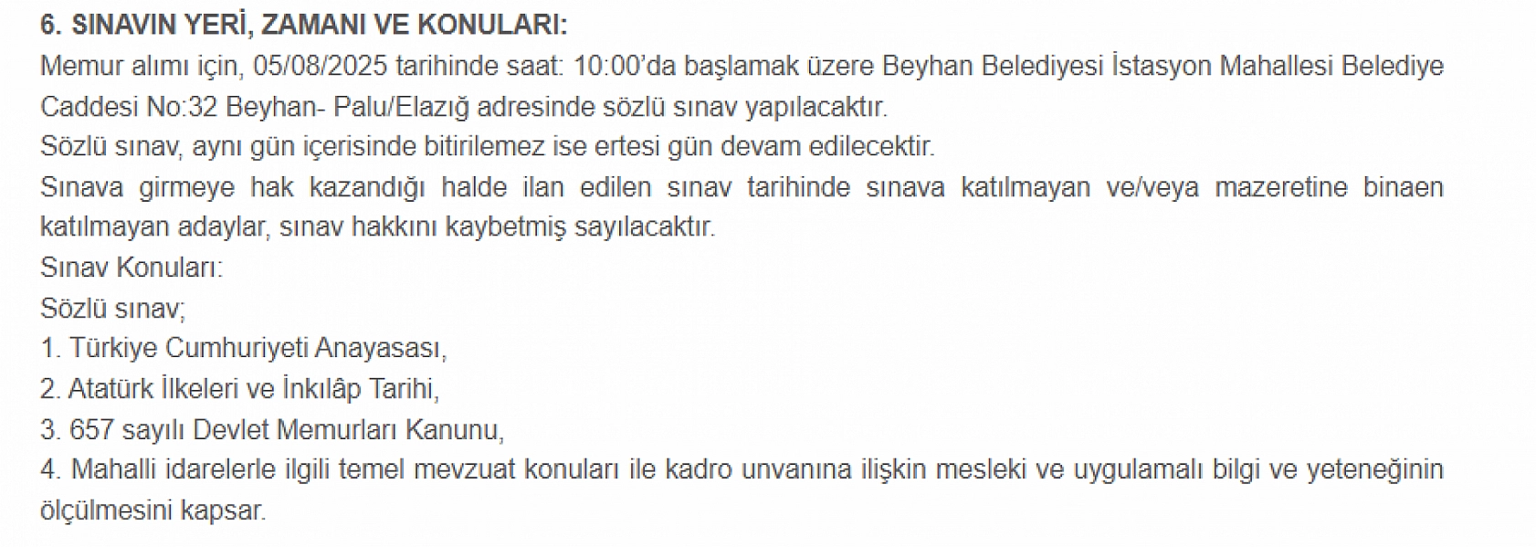 Elazığ'da belediye personel alımı yapacak: Başvurular 16-18 Temmuz tarihleri arasında