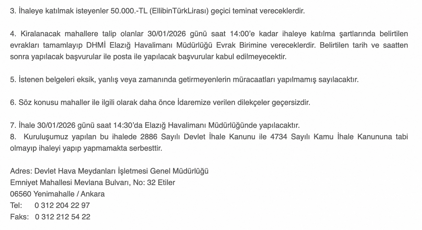 Elazığ Havalimanı'nda kafeterya kiraya verilecek! 83 metrekarelik alan ihale edilecek
