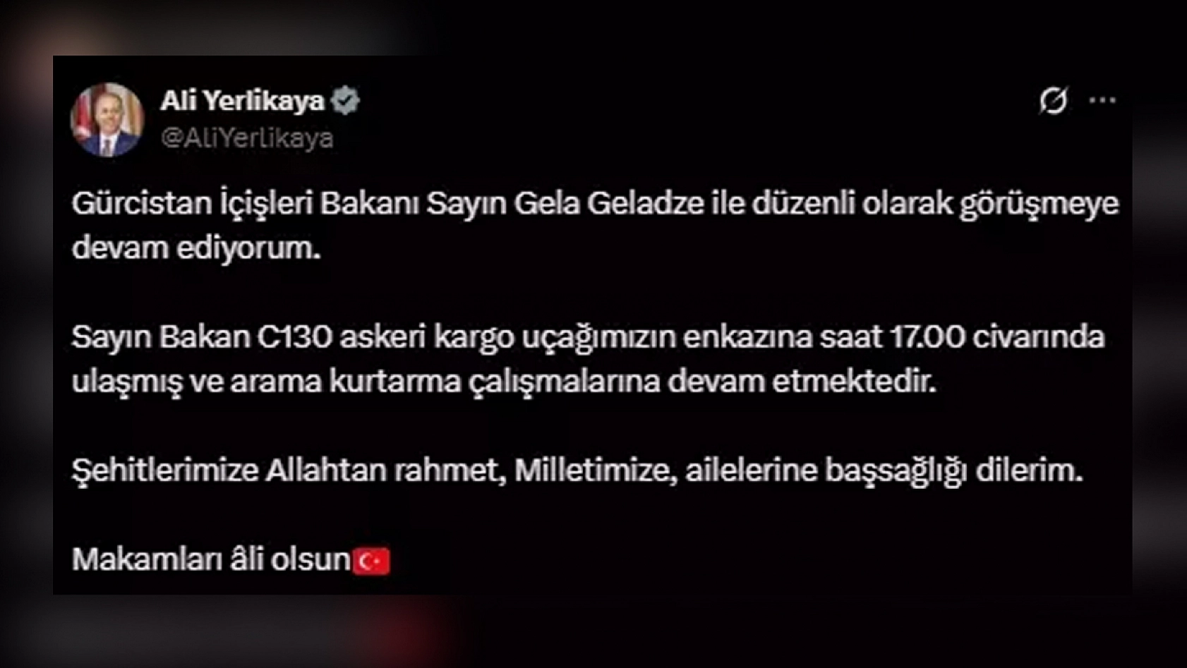Gürcistan'da düşen Türk askeri kargo uçağının enkazına ulaşıldı
