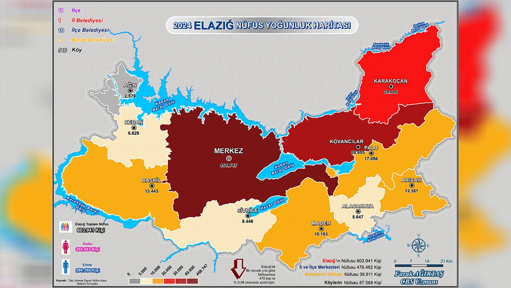 Elazığ'da ilçe nüfusları belli oldu! Nüfusu en çok artan ilçe bilin bakalım neresi?