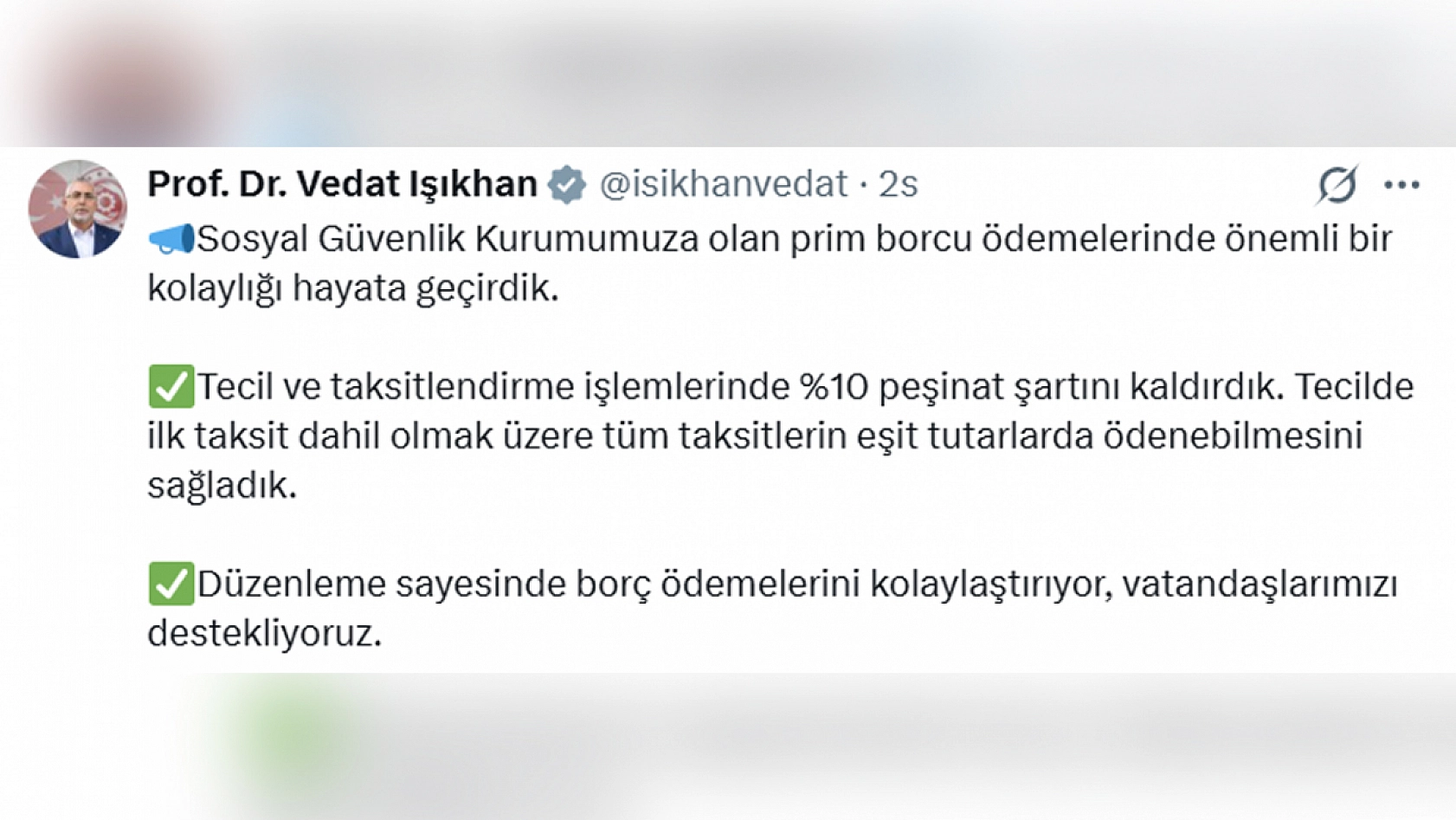 Bakan Işıkhan'dan SGK prim borçları için müjde