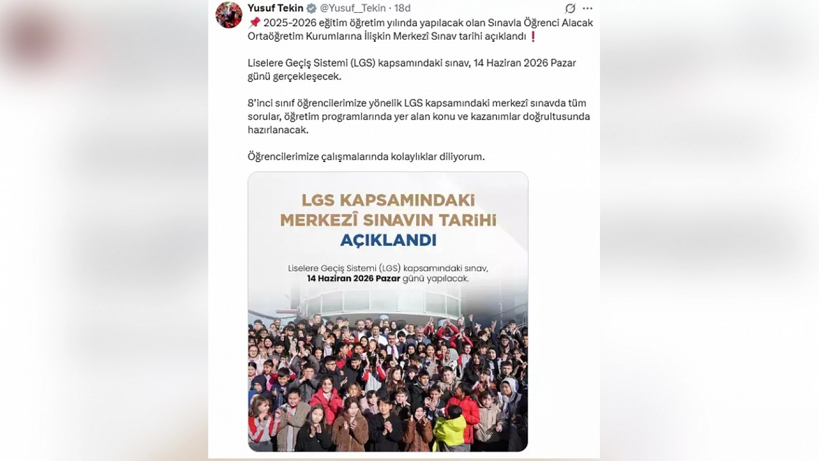 2026 LGS sınav tarihi açıklandı