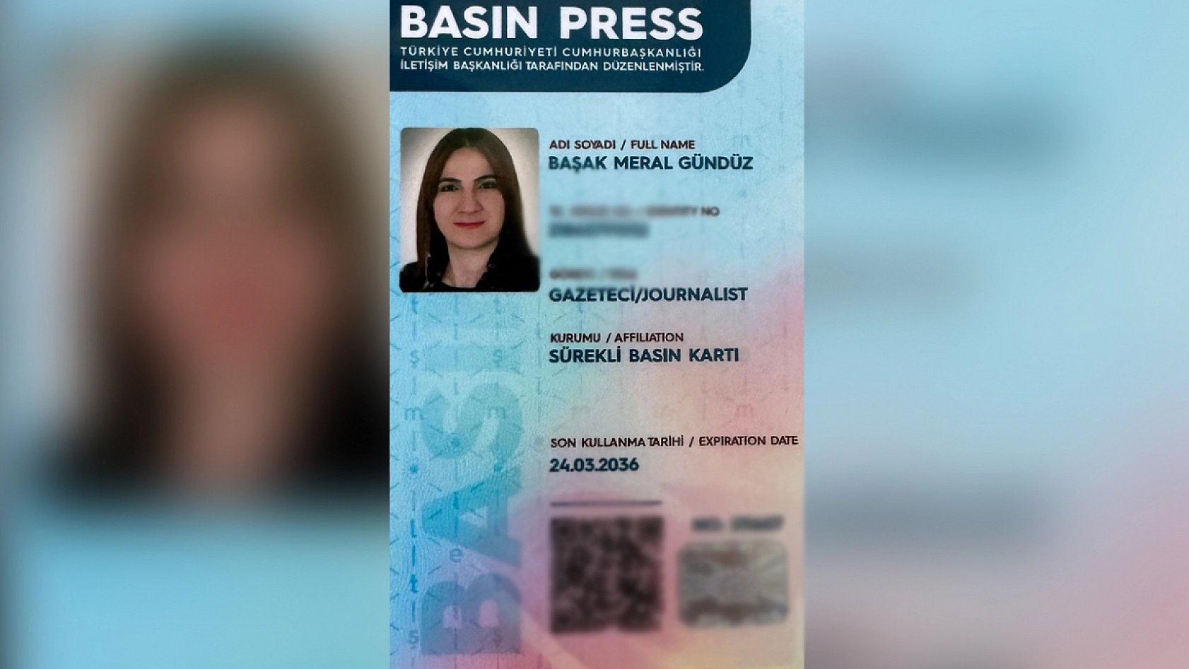 Genç Gazeteci Başak Meral Gündüz'e sürekli basın kartı verildi