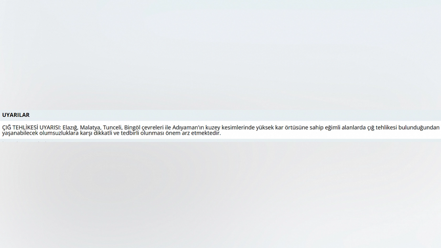 Meteoroloji'den Elazığ'a uyarı yapıldı