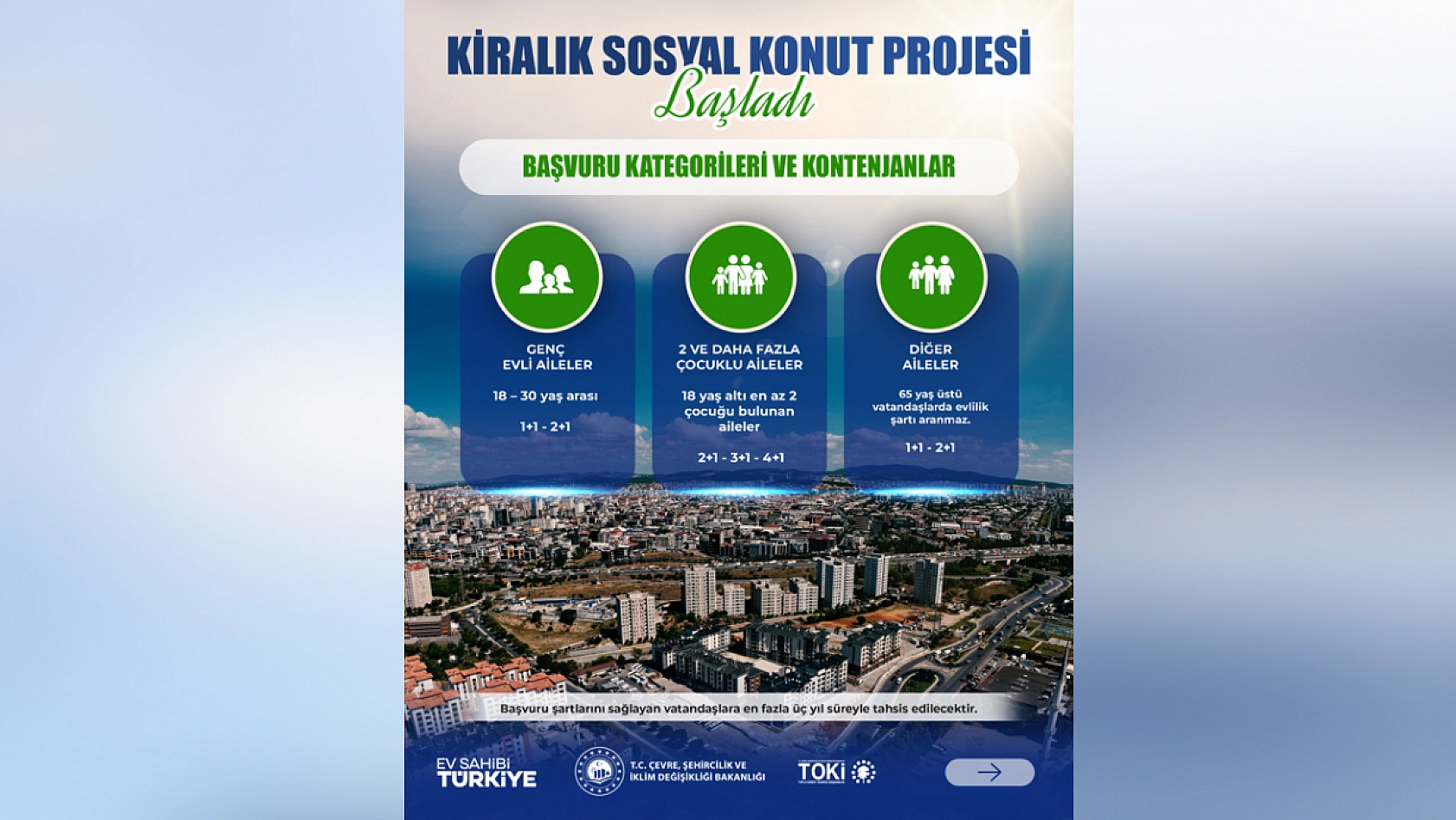 Kiralık Sosyal Konut başvuruları başladı