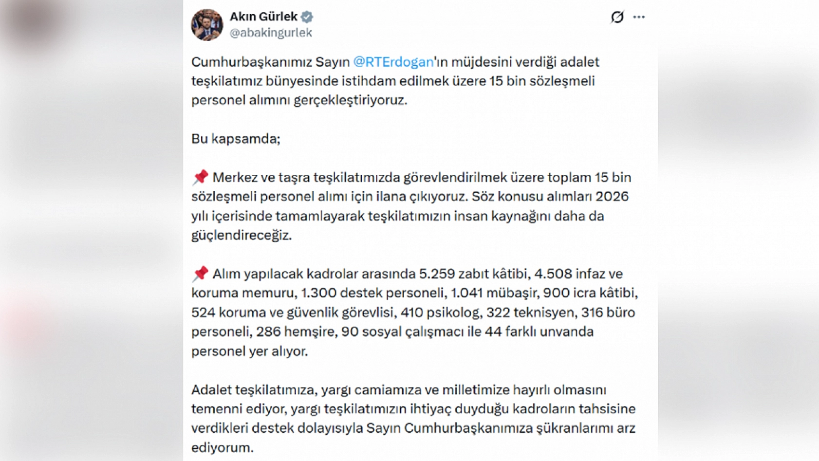 Adalet Bakanlığı'na 15 bin sözleşmeli personel alınacak: Kadro dağılımı açıklandı