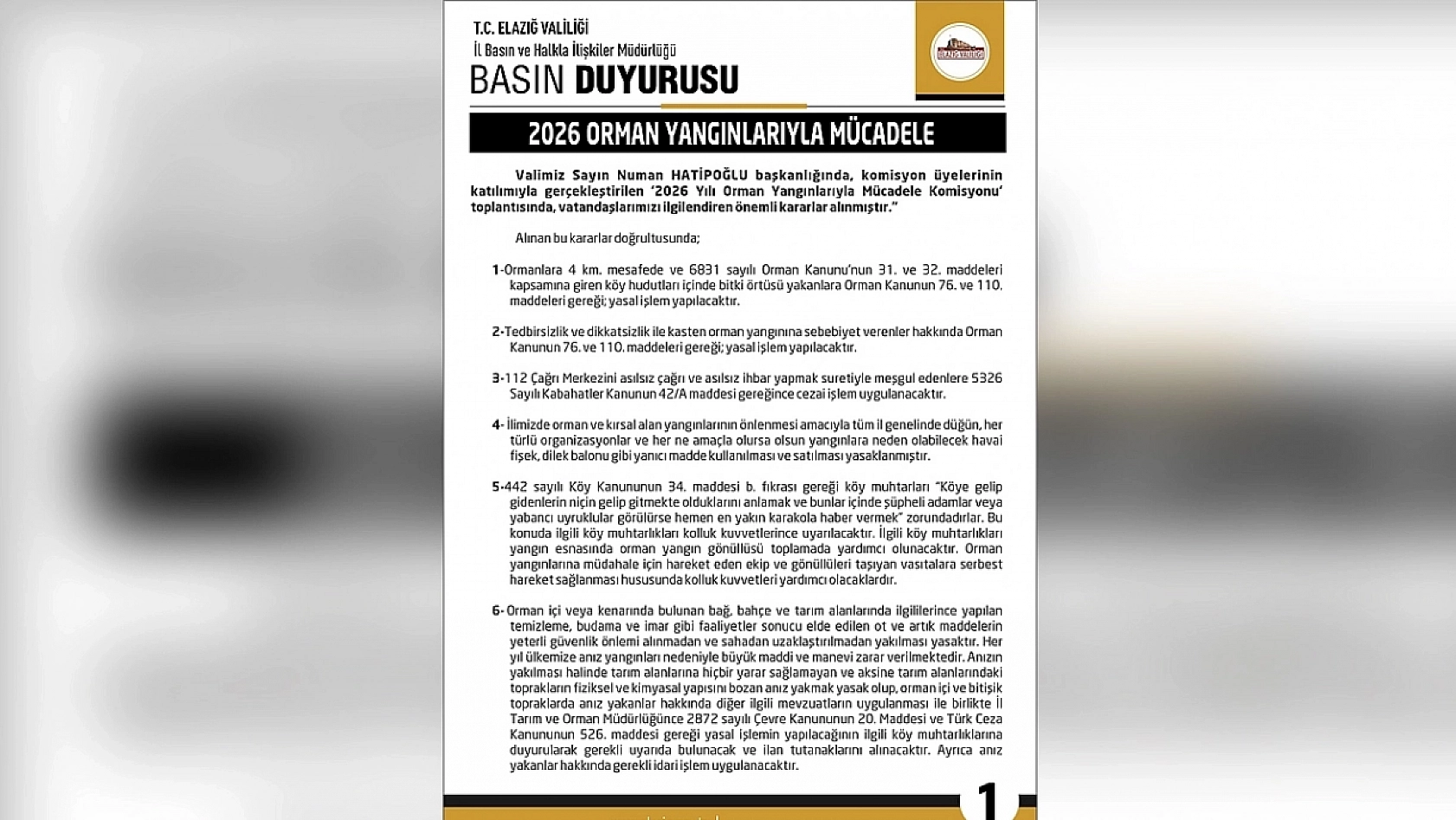 Valilik, orman yangınlarına karşı sert önlemler aldı