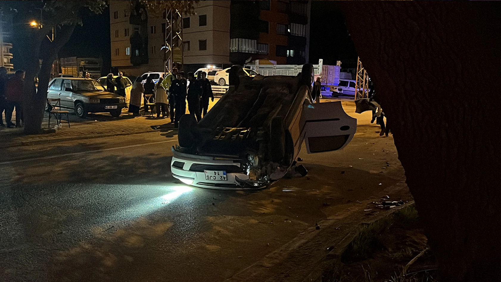 Konya'da feci kaza: otomobil takla attı