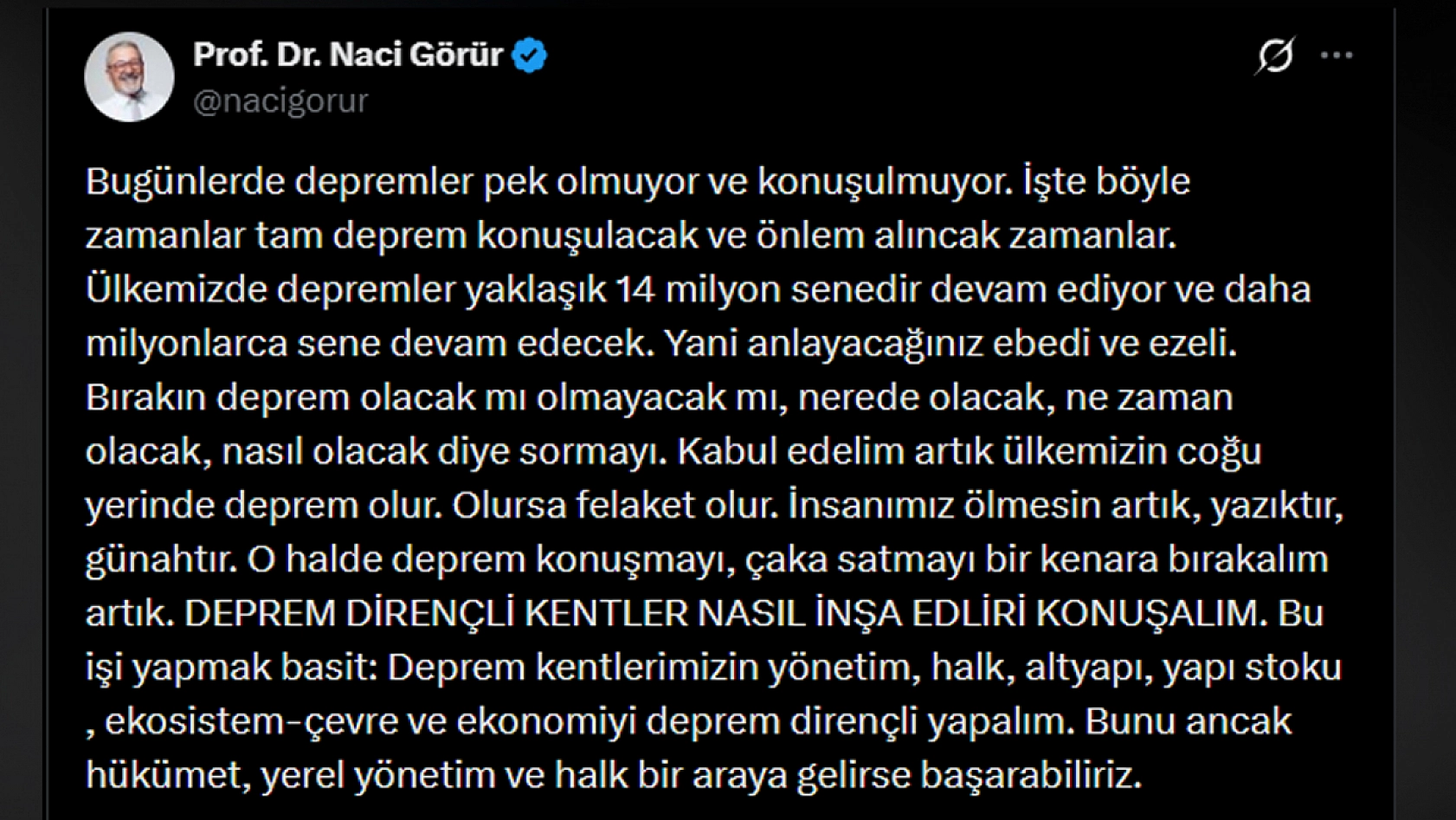 Deprem uzmanı Görür: Önlem alınacak zamanlar