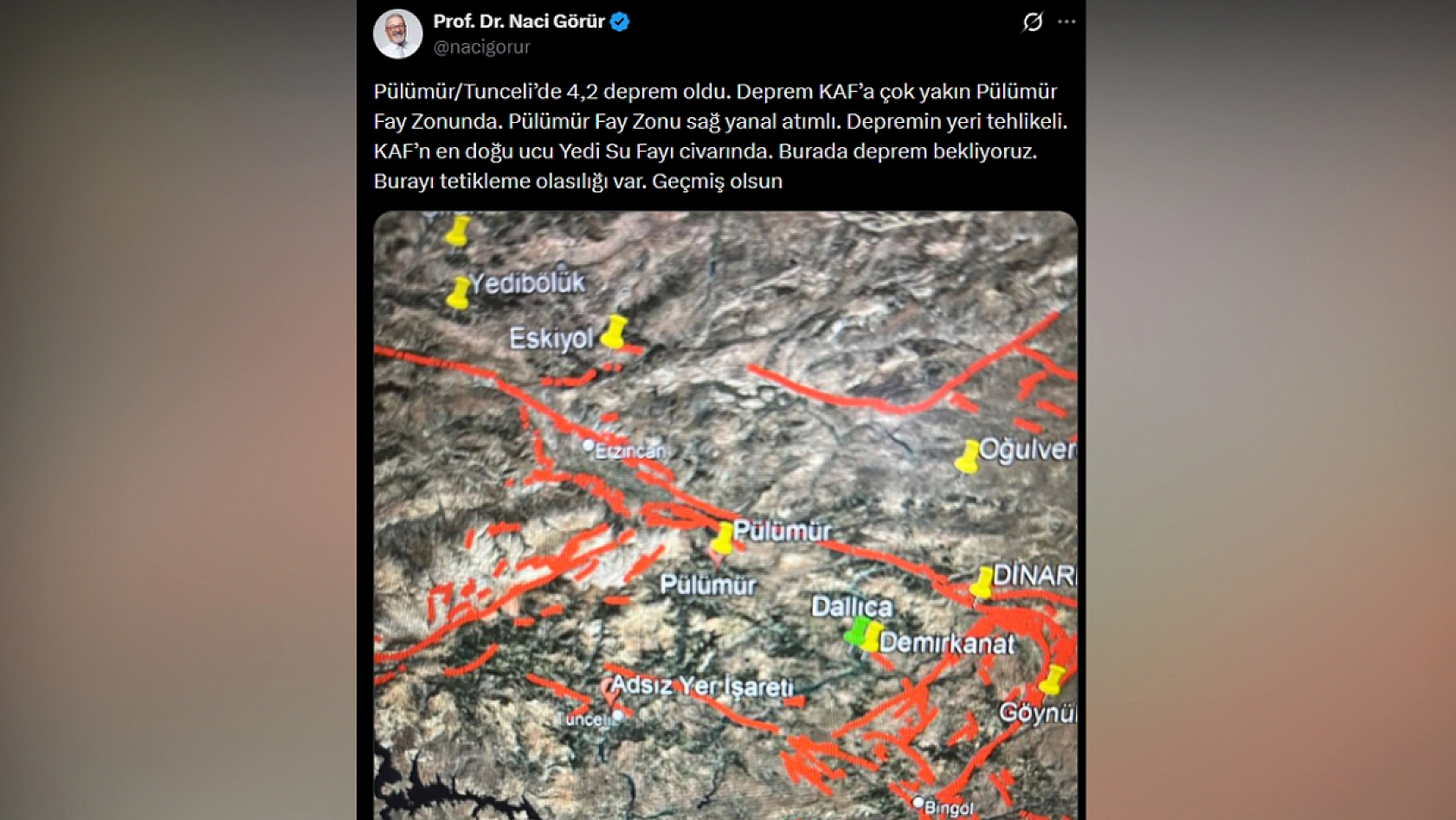 Tunceli depremi sonrası Görür'den korkutan açıklama!