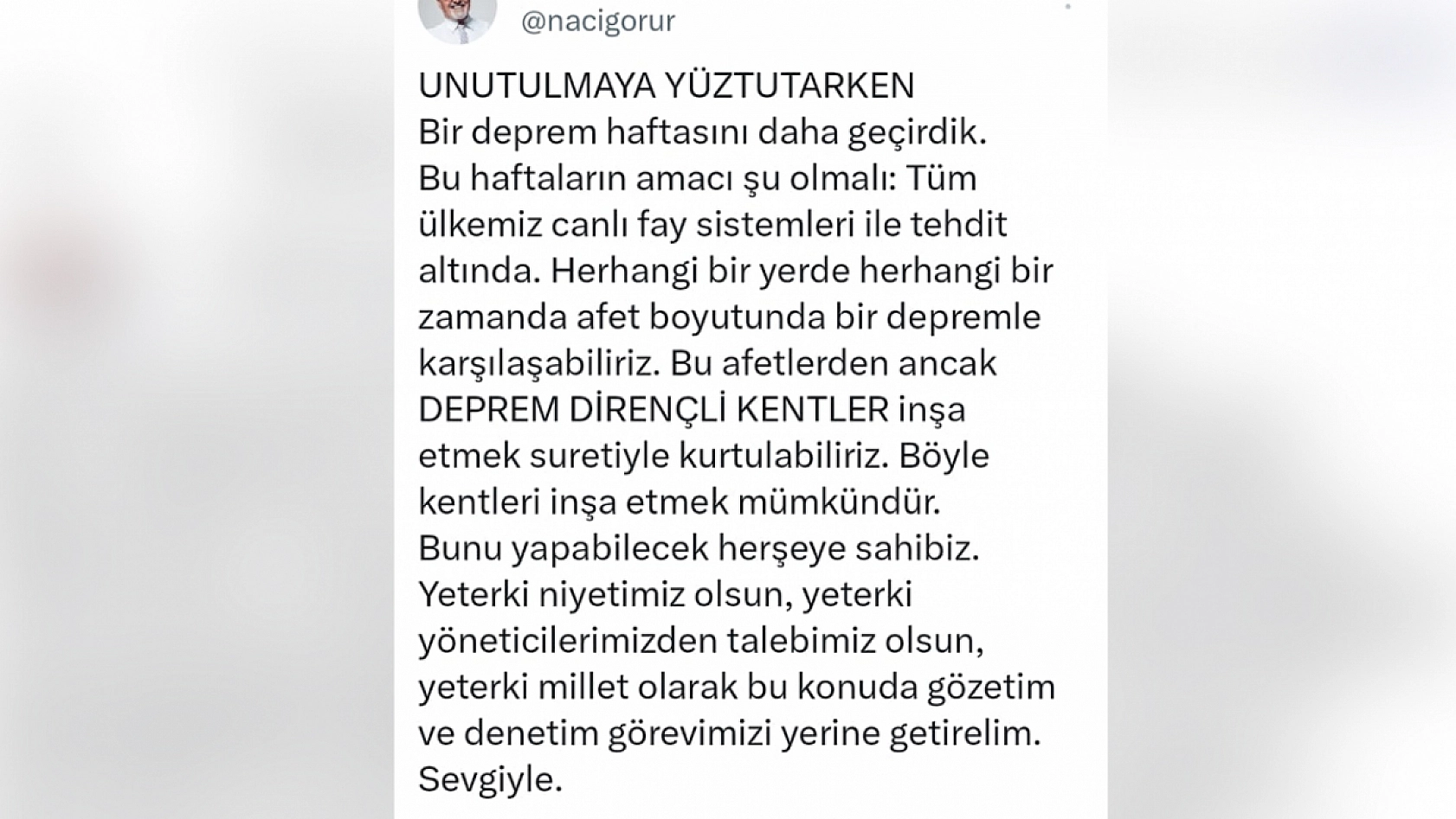 Görür: Ülkemiz canlı fay sistemleri ile tehdit altında