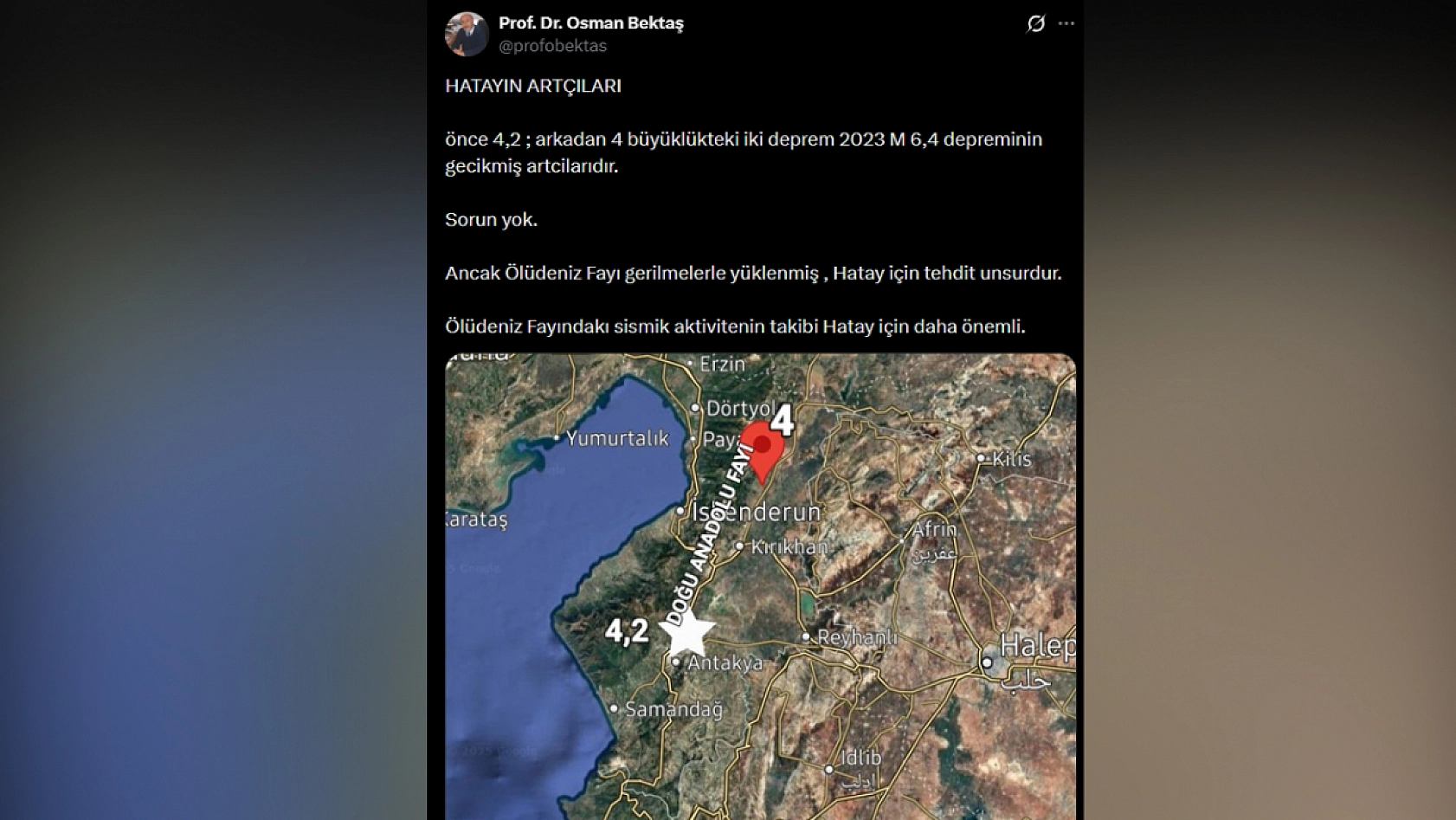Deprem uzmanı Bektaş o fayı işaret etti: 'Tehdit unsurudur'