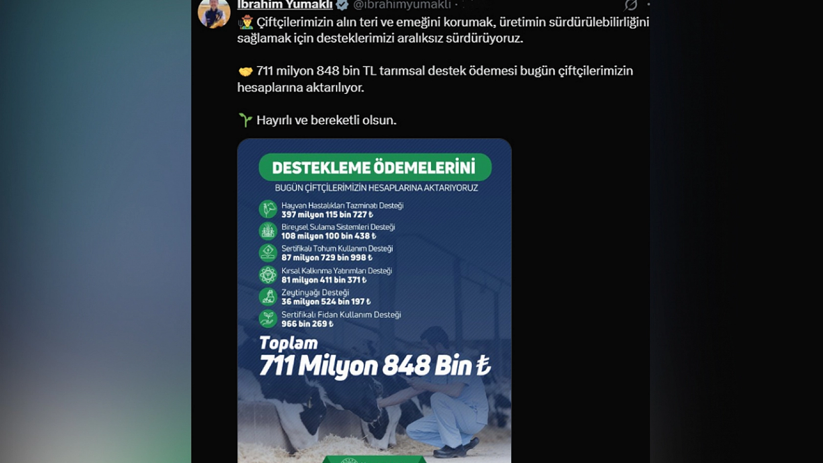 Bakanlık müjdeyi duyurdu! 711 Milyon TL destek ödemesi