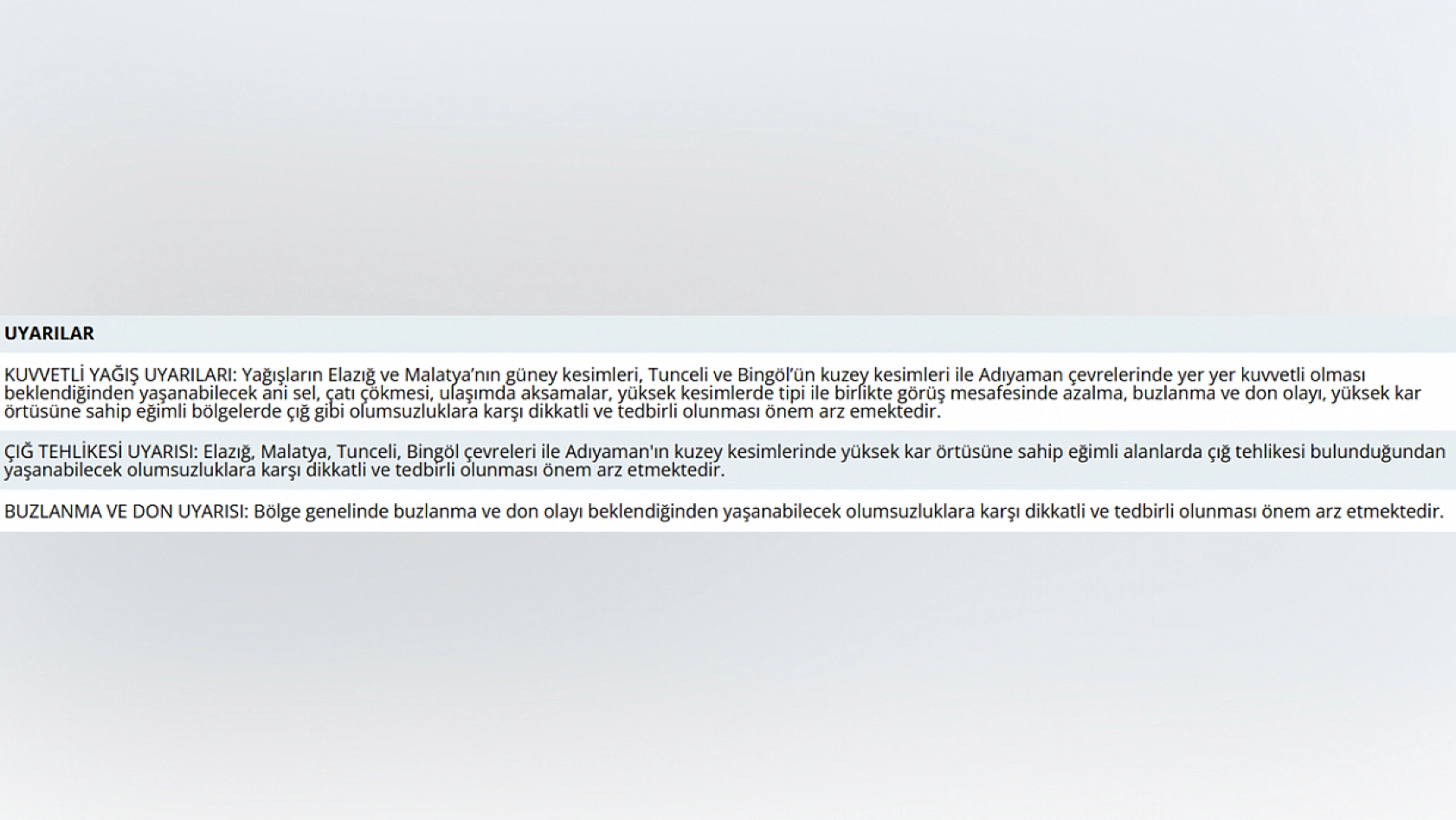 Meteoroloji'den Elazığ'a art arda kritik uyarı yapıldı!