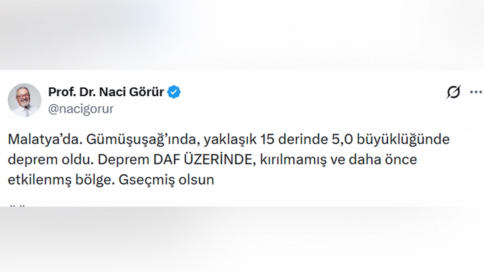 Görür'den kritik Malatya depremi açıklaması