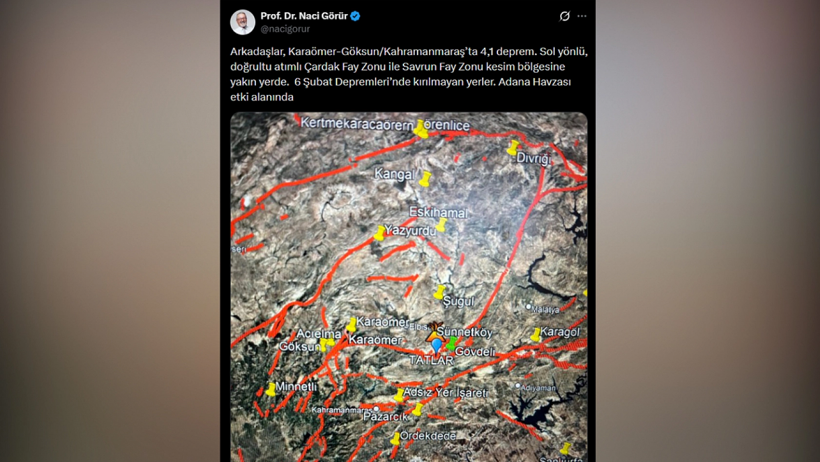Görür'den deprem sonrası kritik değerlendirme